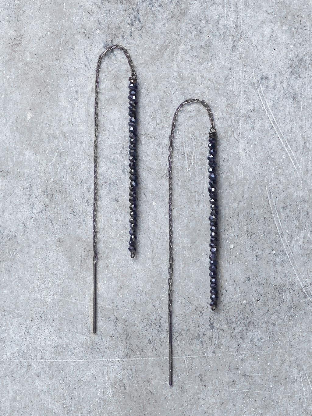 Black Spinel Threader Earrings