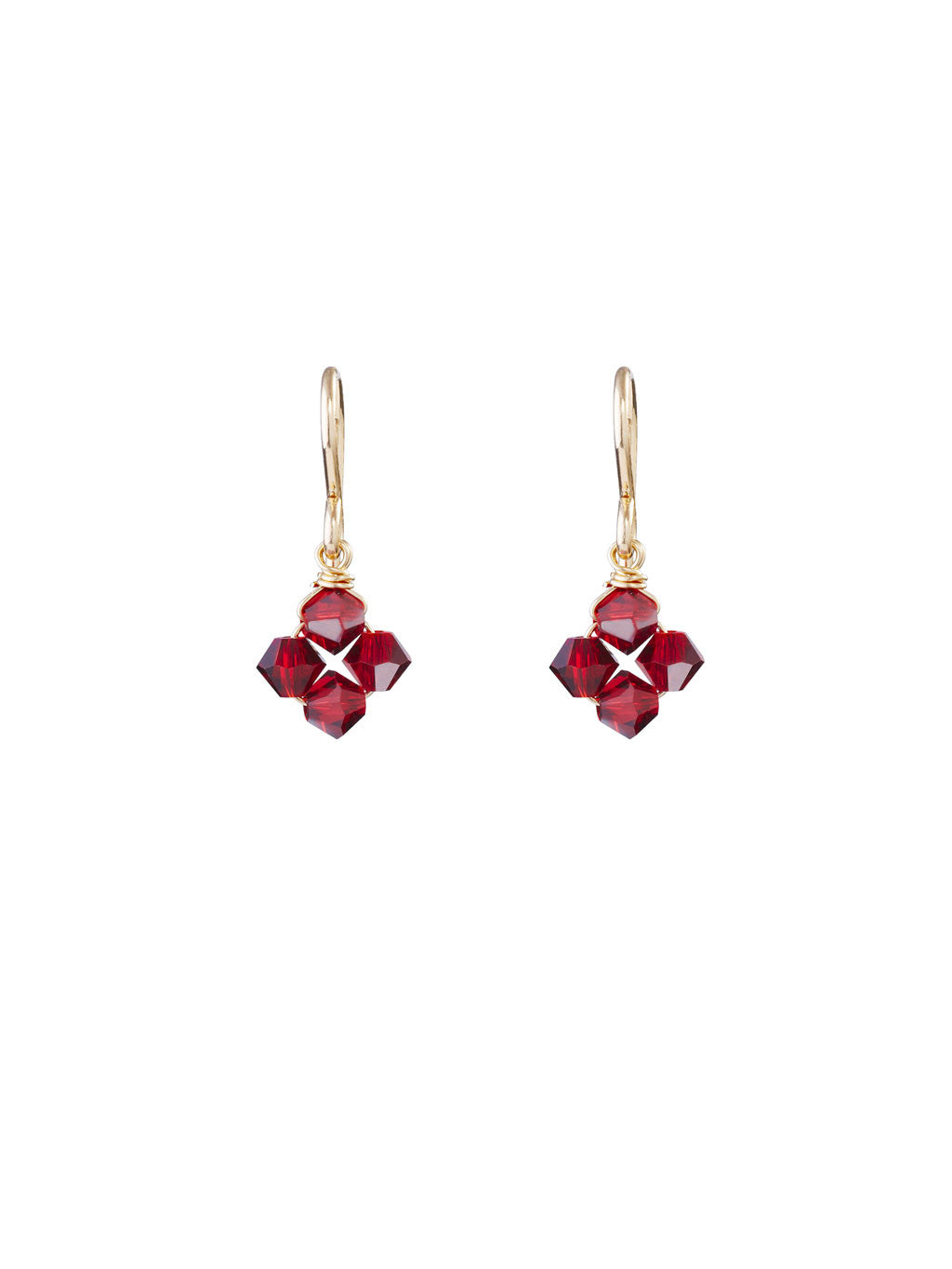 Crystal Diamond Clover Earrings - Scarlet - LUNESSA