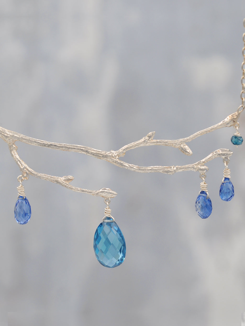 Enchanted London Blue Topaz and Kyanite Fairy Branch Necklace