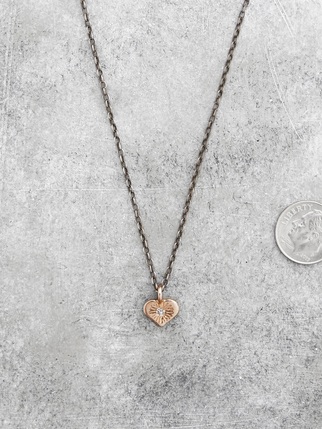 Open Hearted Diamond Necklace - Rose Gold - full view
