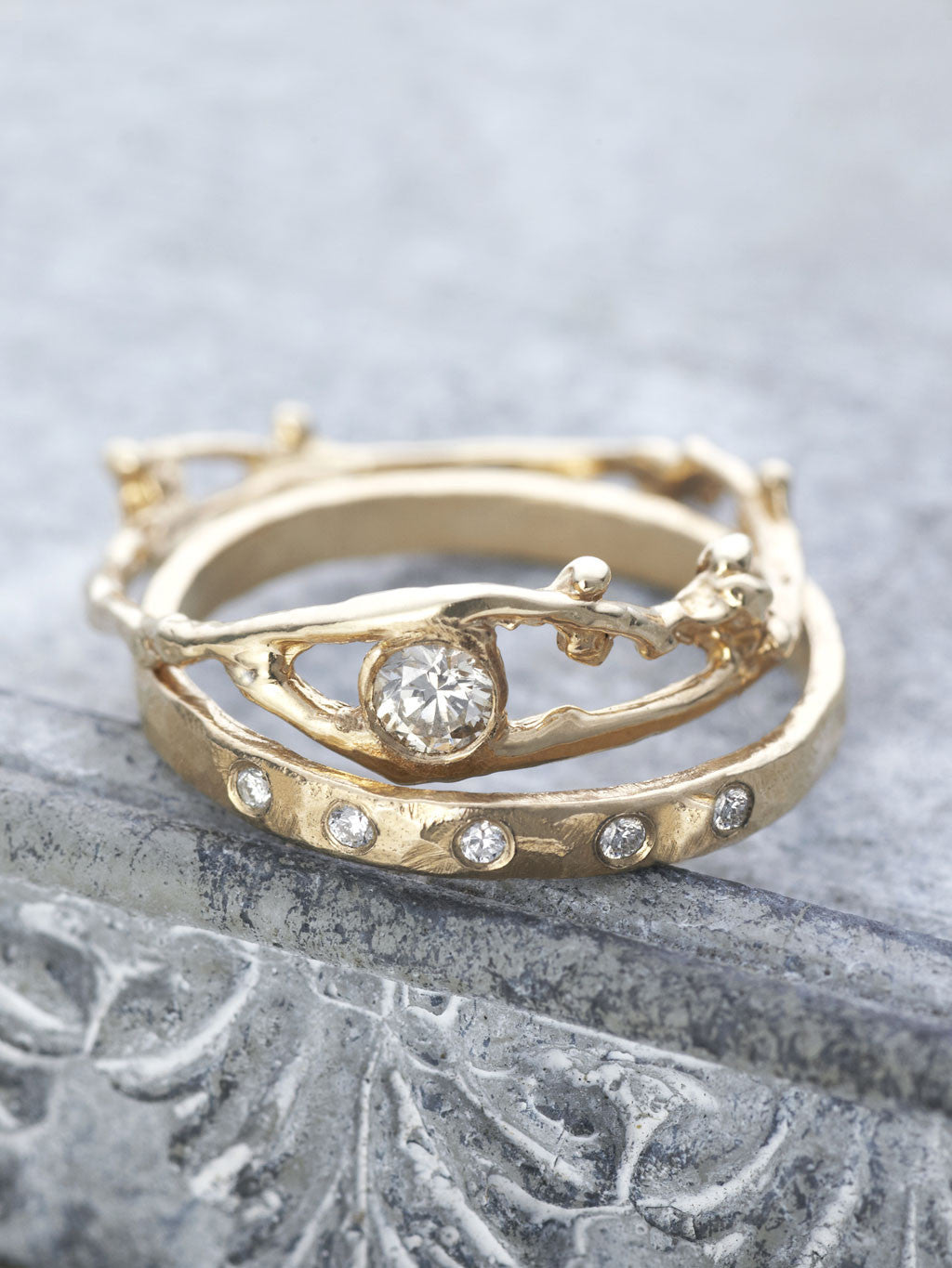 14K Fairy Diamond Branch Ring - LUNESSA