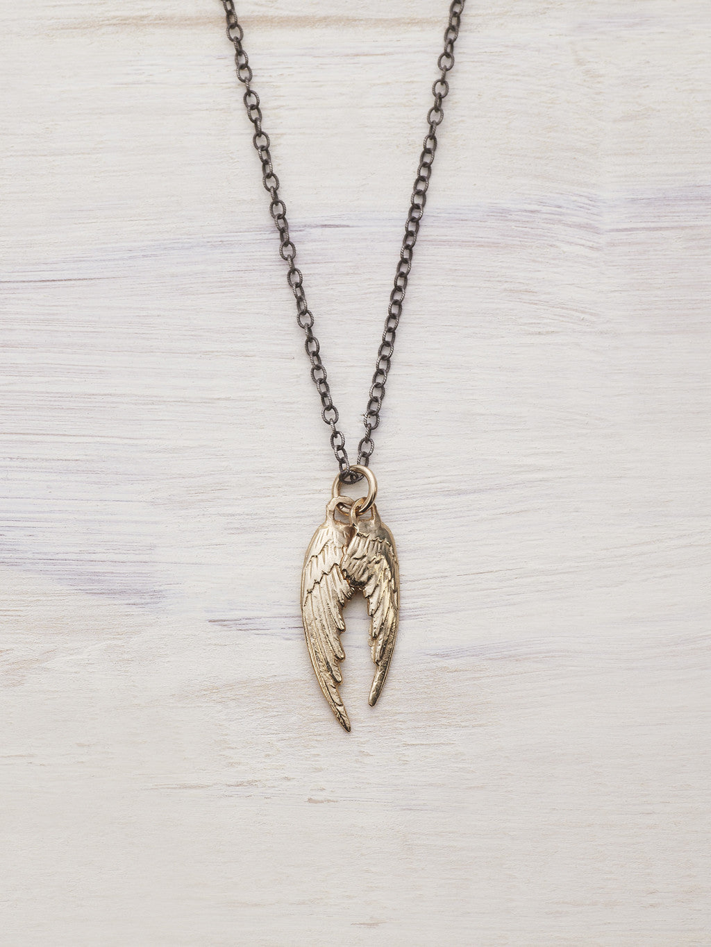 Antiqued Silver Angel Wings Necklace - LUNESSA