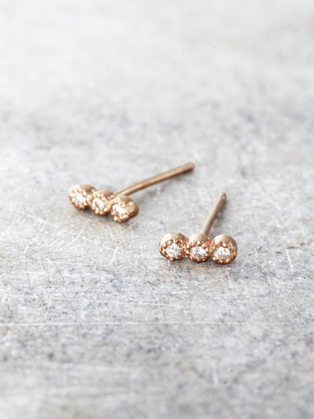 Three Diamond Wishes Post Earrings - LUNESSA