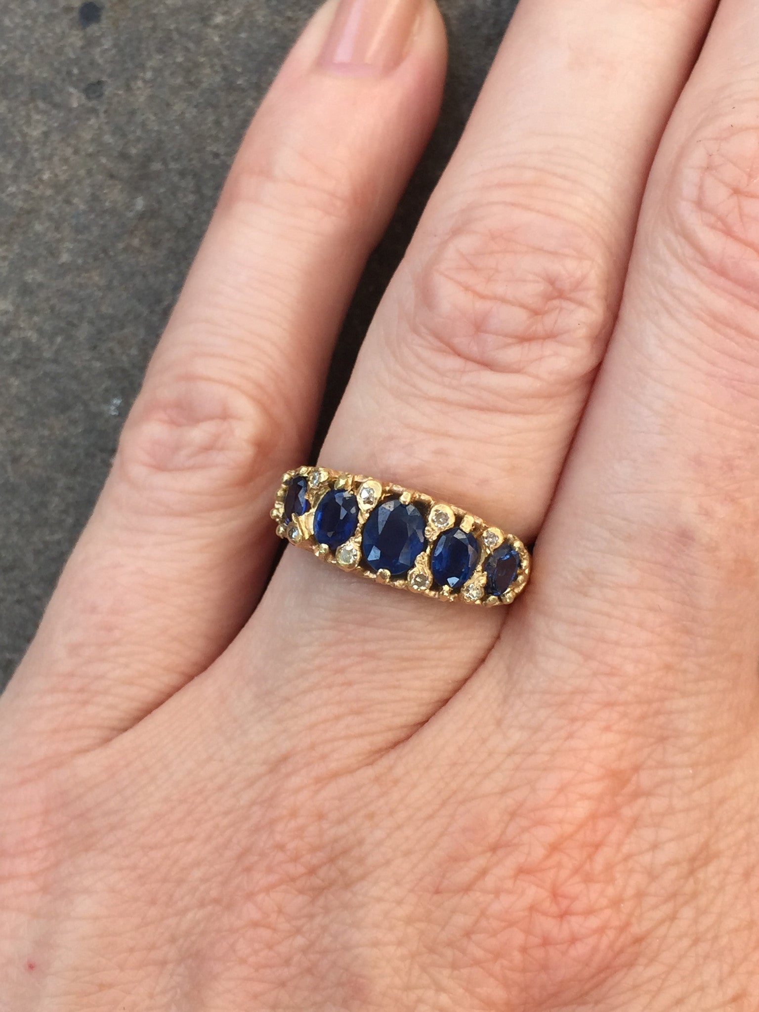 Antique 14K Sapphire & Diamond Ring - LUNESSA