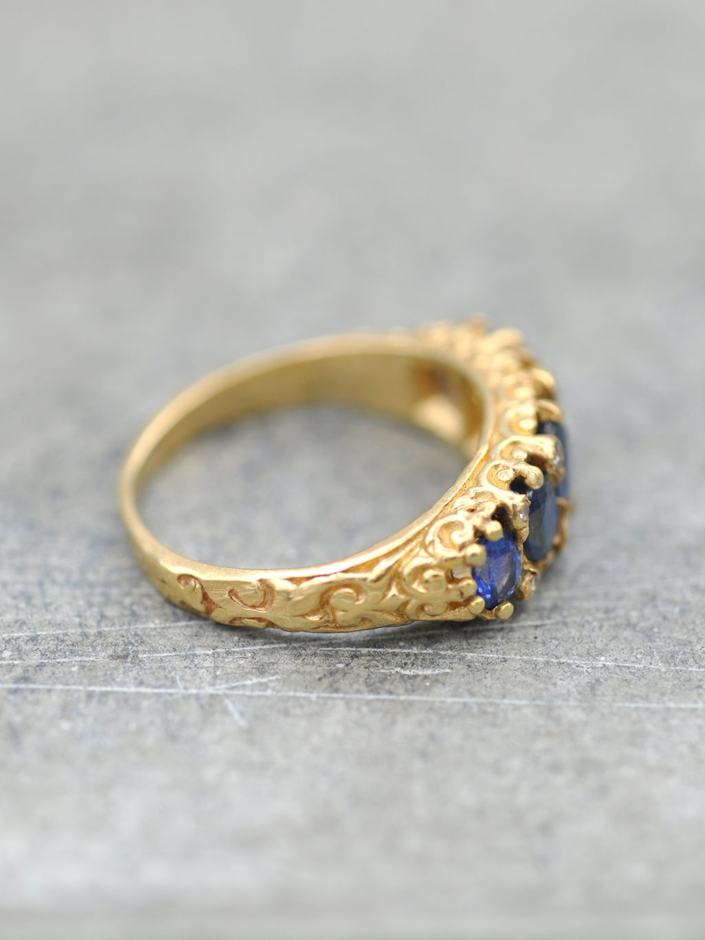 Antique 14K Sapphire & Diamond Ring - LUNESSA