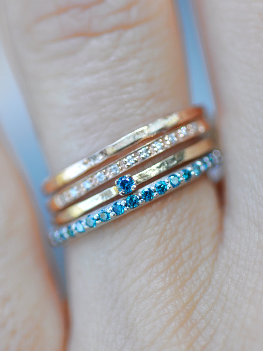 14K Blue Diamond Wish Ring