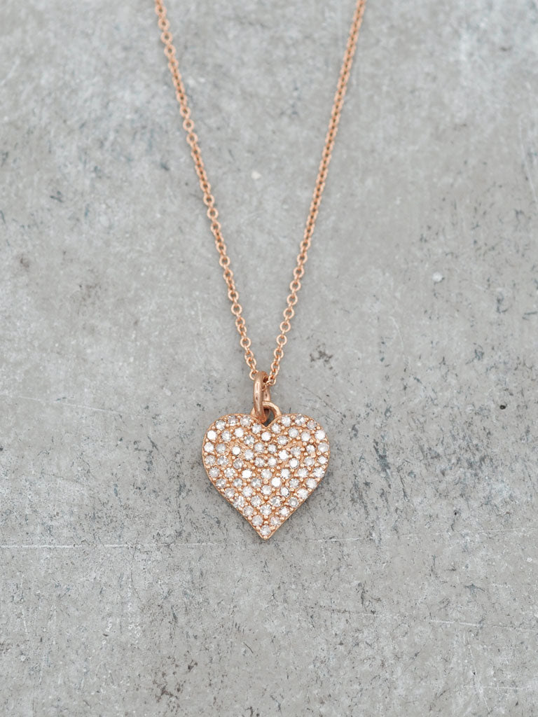 12.5mm Pave Diamond Heart Necklace