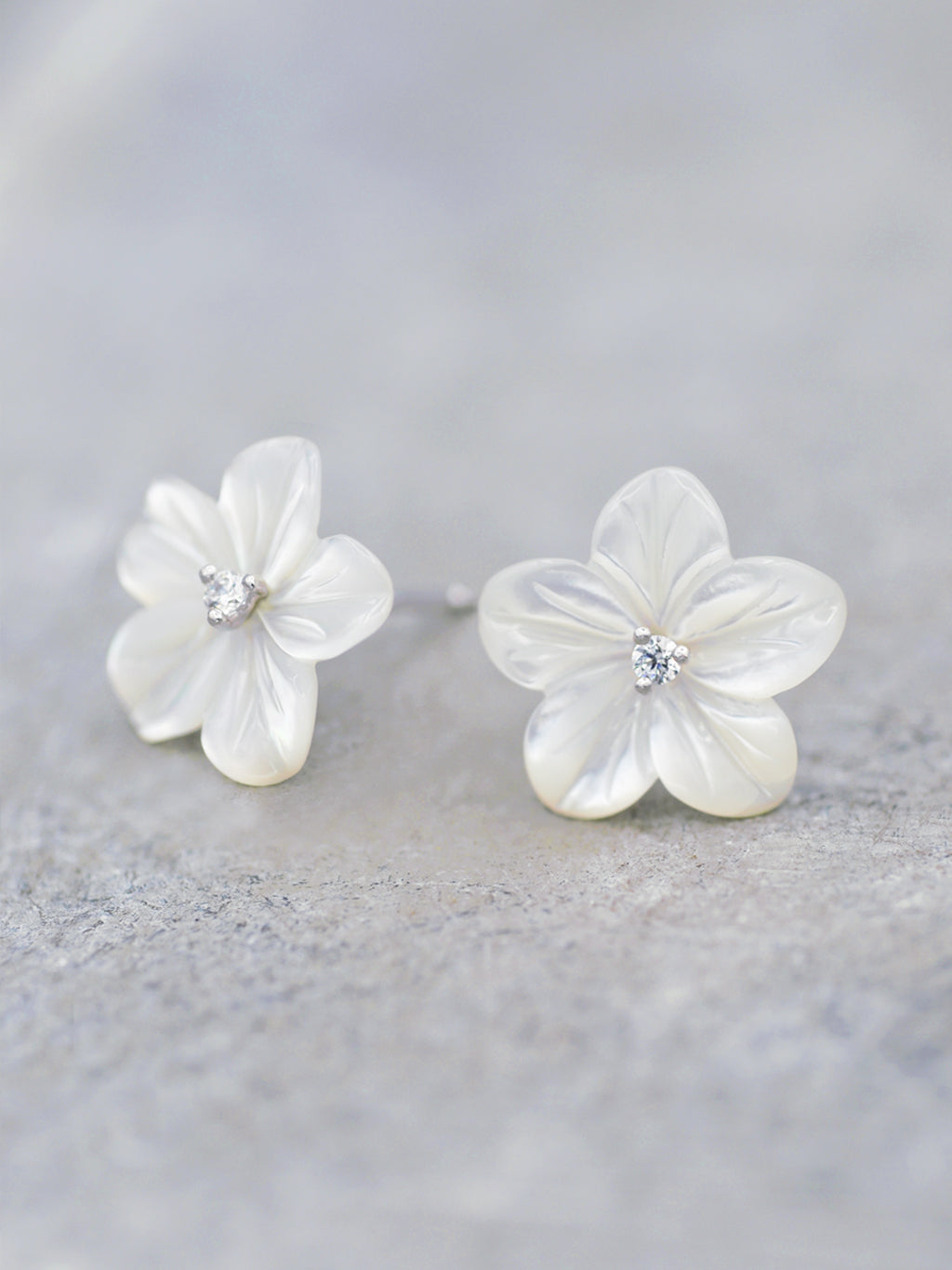 Mother of Pearl + CZ Flower Posts