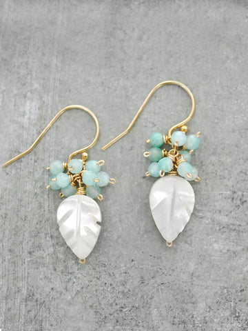 Mother of Pearl Leaf Cluster Earrings